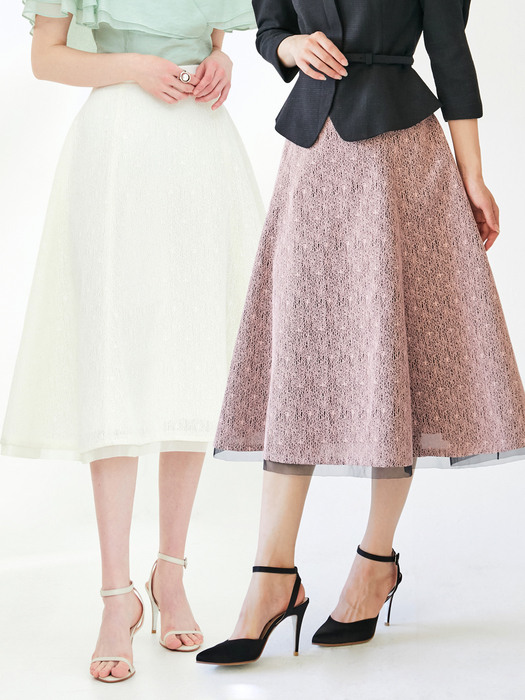 [미전시]ZELDA Bonded lace voluminous skirt (Pink/Ivory/Black)