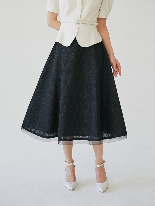[미전시]ZELDA Bonded lace voluminous skirt (Pink/Ivory/Black)