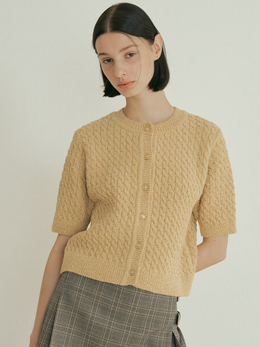 V. bubble knit cardigan (butter beige)