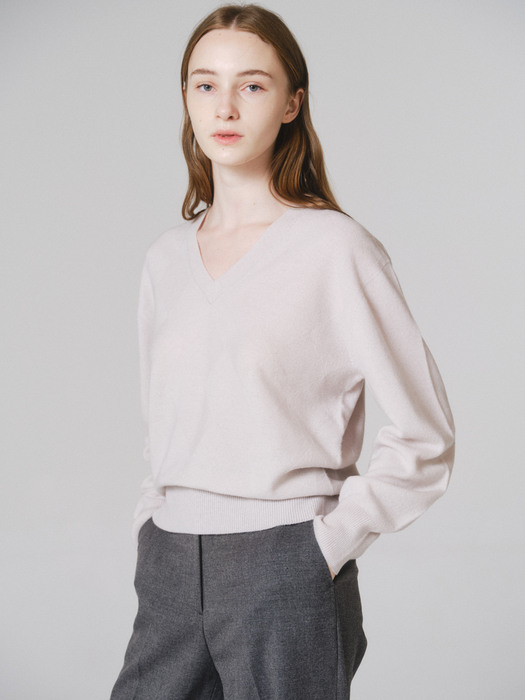 Cashmere blended knit top (cool grey)
