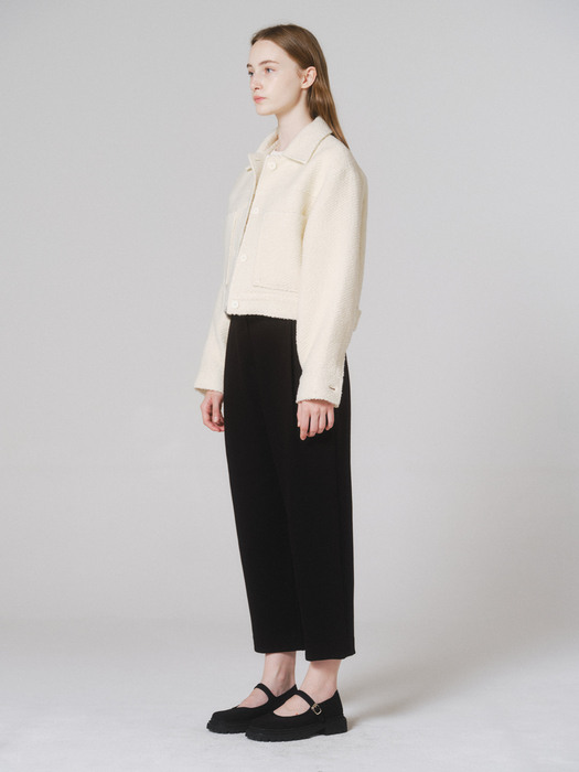 Tweed cropped jacket (Ivory)