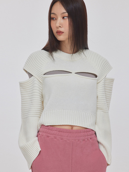 CUTOUT FISHER OVERSIZED KNIT TOP_T226TP110(MO)