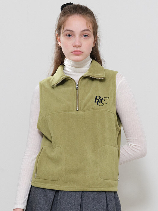 RCC Fleece Half Zipup Vest [GREEN]