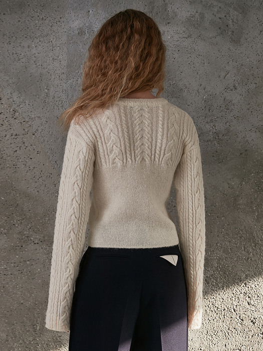 HAIRY CABLE MIX PULLOVER_IVORY
