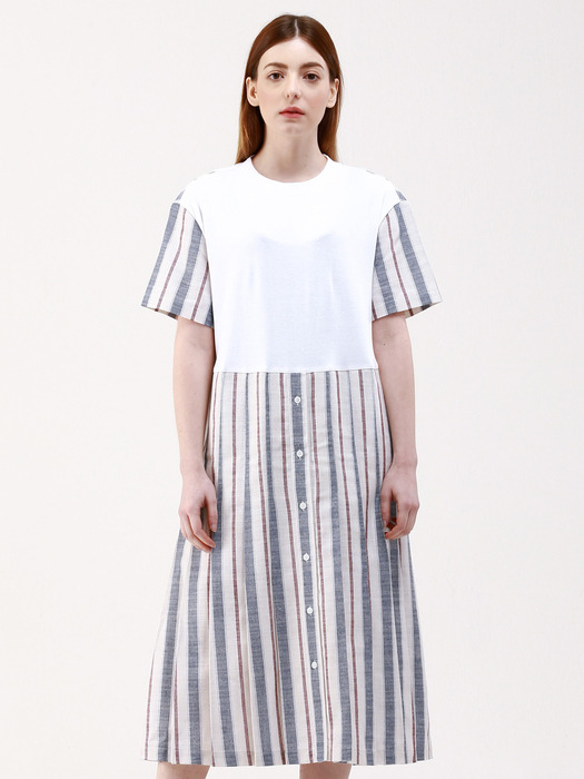 [리퍼브]WunderGeist Cotton Linen Stripe Combination Half OPS(White)