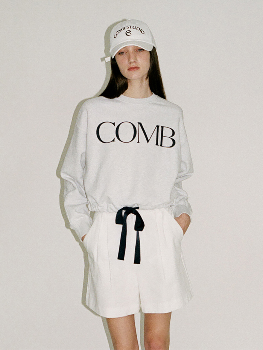 CO RIBBON TIE SWEATSHIRT_WHITE GREY