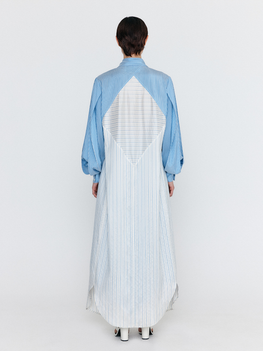 WIANA Shirt Dress - Skyblue/Ivory Stripe