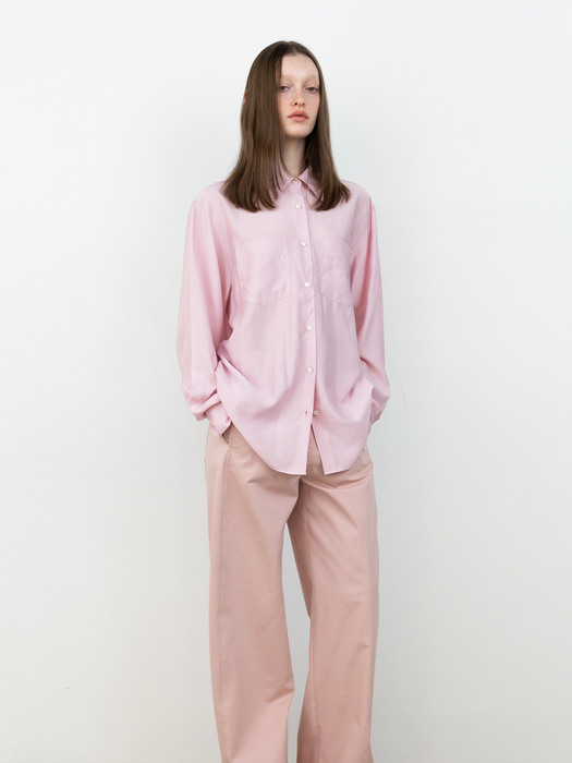 Buckle Pin Tuck Curve Pants_Pink