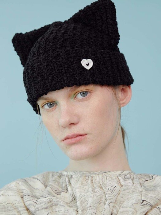 SS CAT KNIT HAT_BLACK