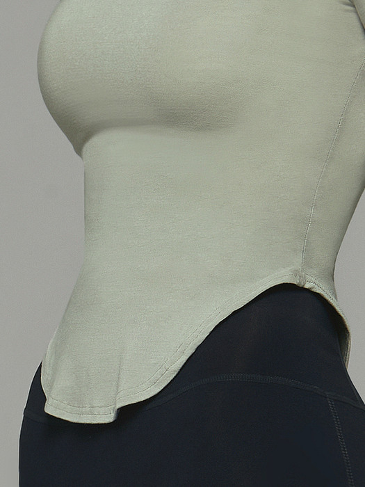 여성 요가복 DEVI-T0090-말차그린 필라테스 뮤즈 라운딩 티셔츠