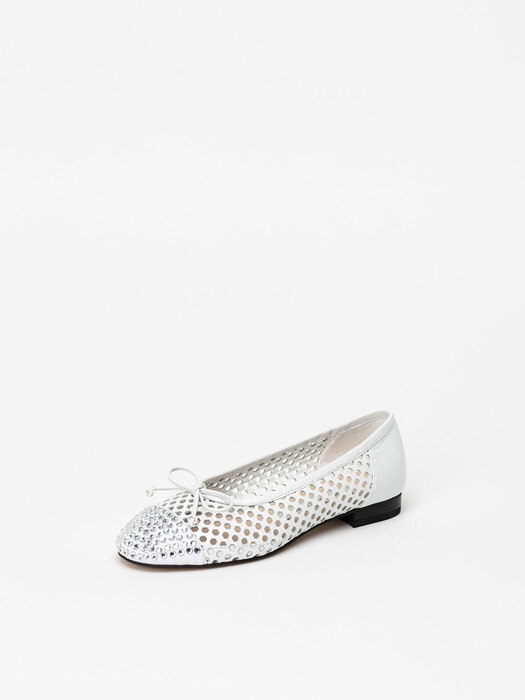 Dippin Embellished Flat Shoes in Wrinkled White