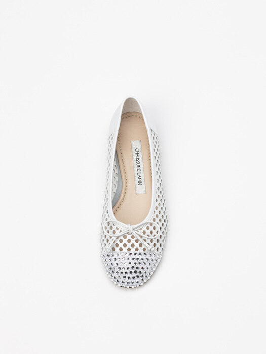 Dippin Embellished Flat Shoes in Wrinkled White