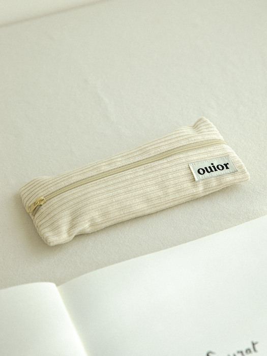 ouior flat pencil case - corduroy vanilla cream (middle zipper)