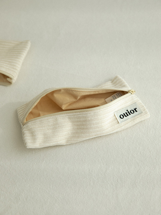 ouior flat pencil case - corduroy vanilla cream (middle zipper)