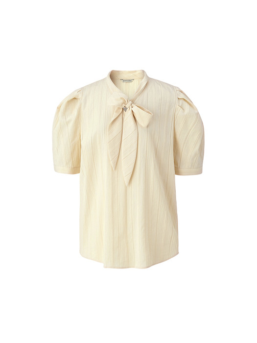 Scarf half-sleeve blouse - Light beige