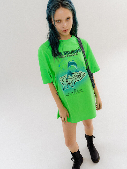 Dolphin Freedom Two-way T-shirt_Island Green