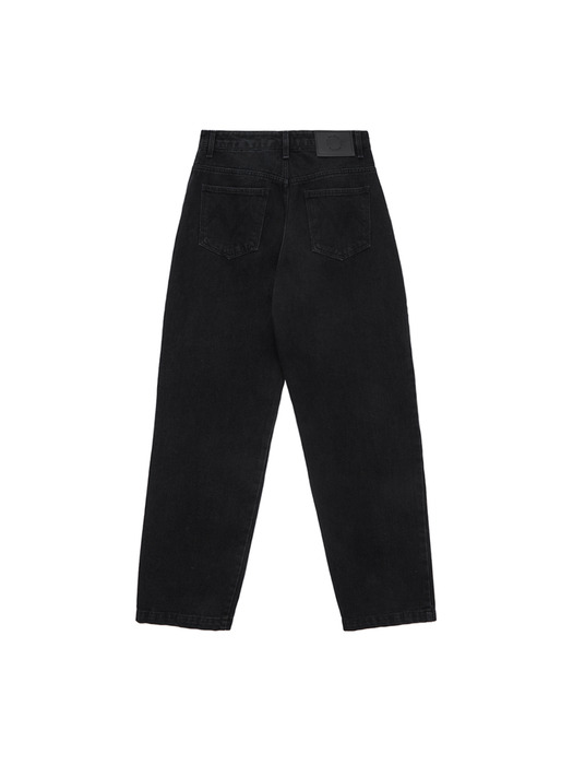 KNEE POCKET DAMAGE DENIM PANTS IN BLACK