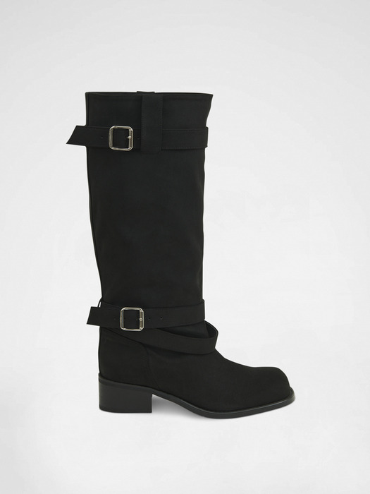 BELTED SLOUCHY BOOTS (MULTI-WAY) / BLACK