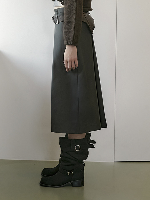 BELTED SLOUCHY BOOTS (MULTI-WAY) / BLACK