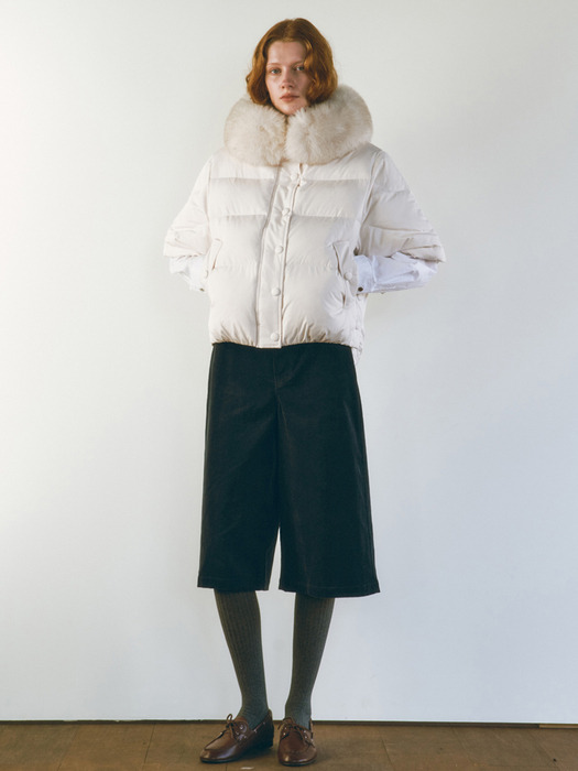 FOX FUR GOOSE DOWN PONCHO [IVORY][BLACK]