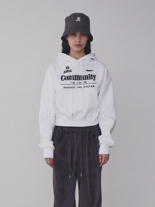 RR COMMUNITY CROPPED HOODIE - WHITE
