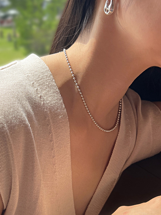 [Silver925] Heart toggle silver ball choker necklace