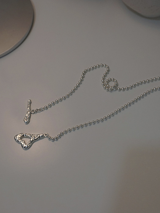 [Silver925] Heart toggle silver ball choker necklace