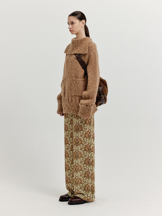 XATURE Oversized Knit Turtleneck - Brown