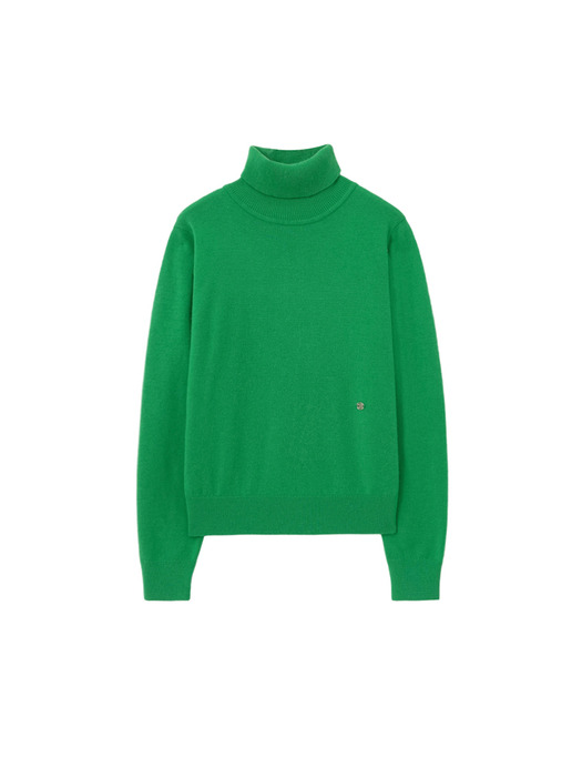 UNISEX, Finger Hole Turtle Neck Knit / Green