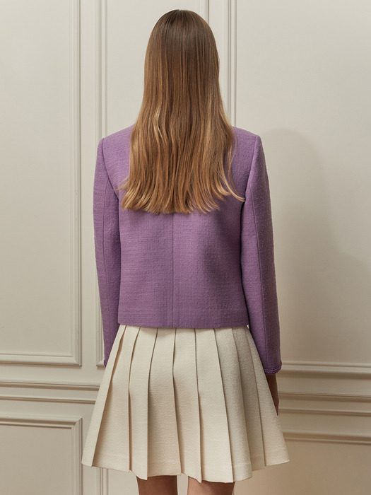 Embellished Wool Tweed Jacket_Violet