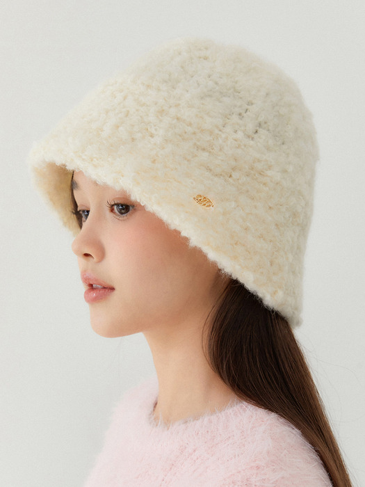 [단독] wool blended cotton candy knit bucket hat