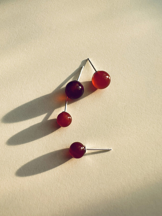 [925silver] Red onyx earring (2size)