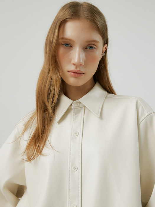 Essential TO vegun leather shirts [ivory]