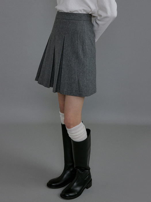 Margaret wool pleats skirt (Grey)