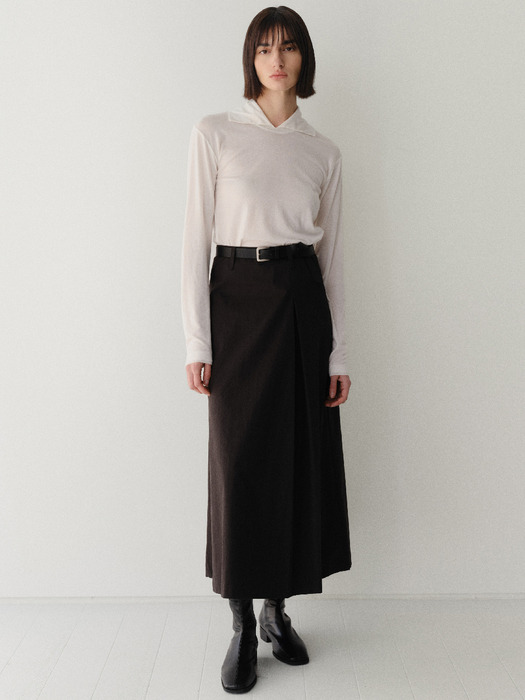a-line belted long skirt_black