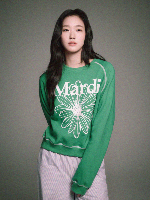 SWEATSHIRT RAGLAN FLOWERMARDI_GREEN WHITE