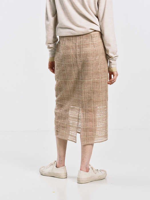 TULLE LAYER PENCIL SKIRT_BEIGE