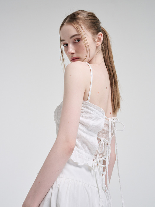 String Layered Sleeveless Blouse, White