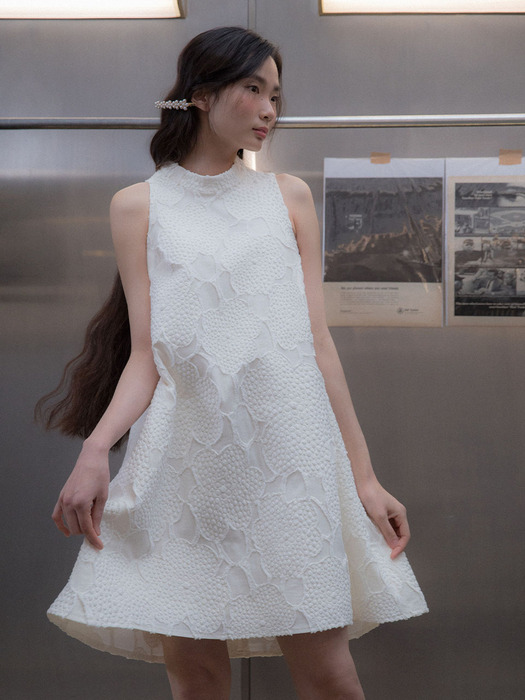 Pluffy Halter Mini Dress_White