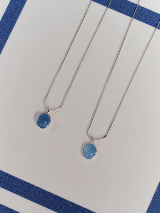 [sv925] aquamarine cabochon necklace
