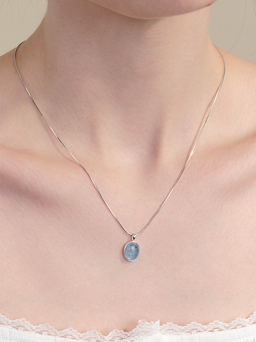 [sv925] aquamarine cabochon necklace