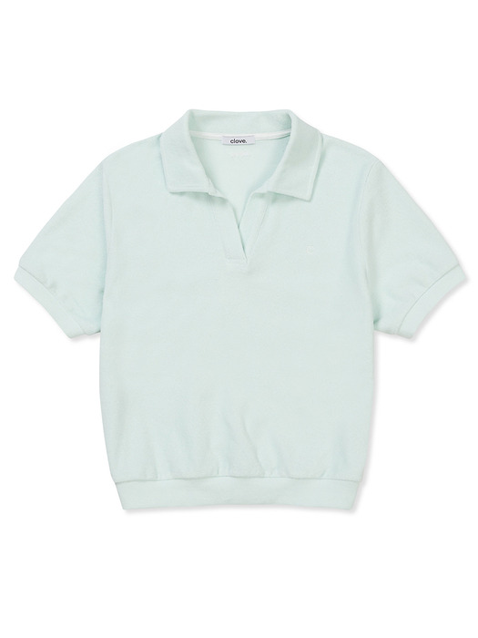[24SS clove] Soft Terry Open Collar T-Shirt (Mint)