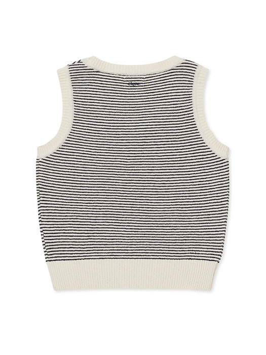 [24SS clove] Fluffy Boucle Stripe Sleeveless Knit (Ivory)