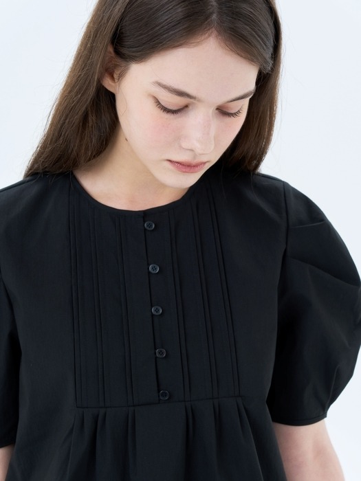 Pintuck Puff Sleeve Blouse_2color