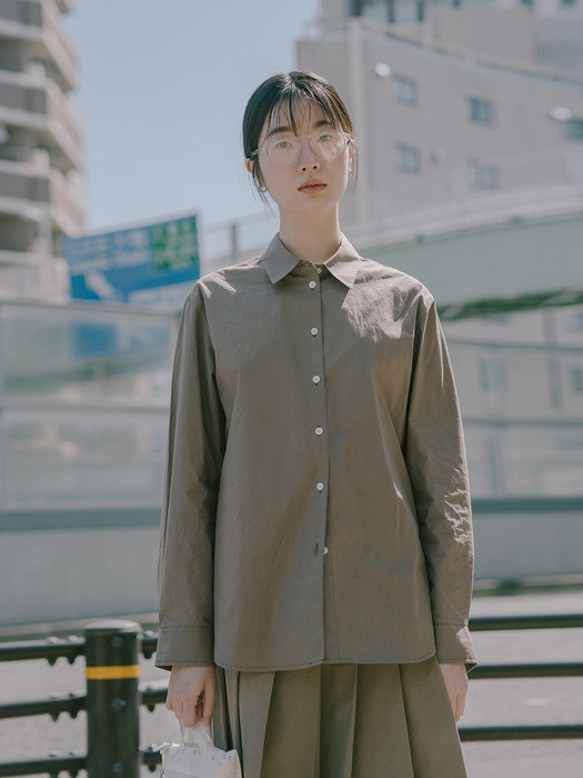 POPLIN COMBI SHIRT_COCOA