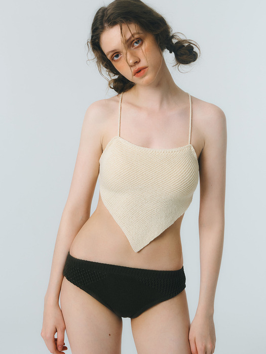 [RENEWAL] STRAP KNIT TOP (BIKINI)_cream yellow