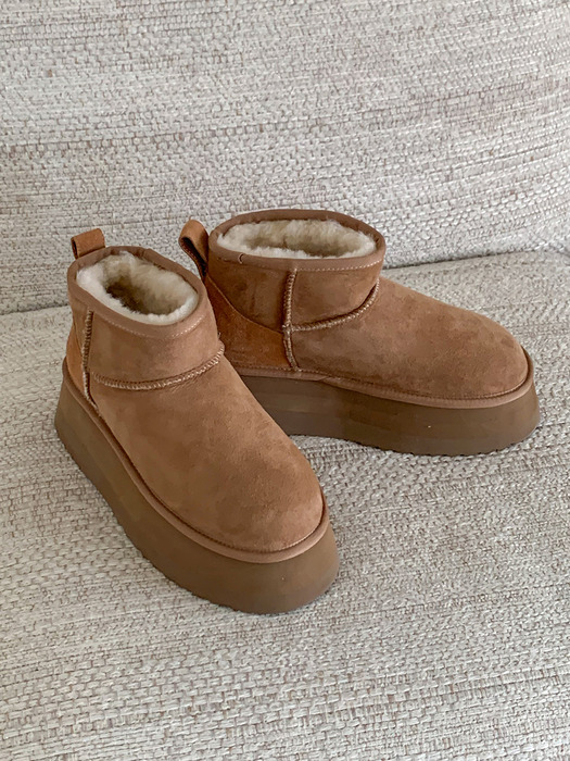 [리퍼브]IS_231515 Low Suede Fur Boots(Camel)