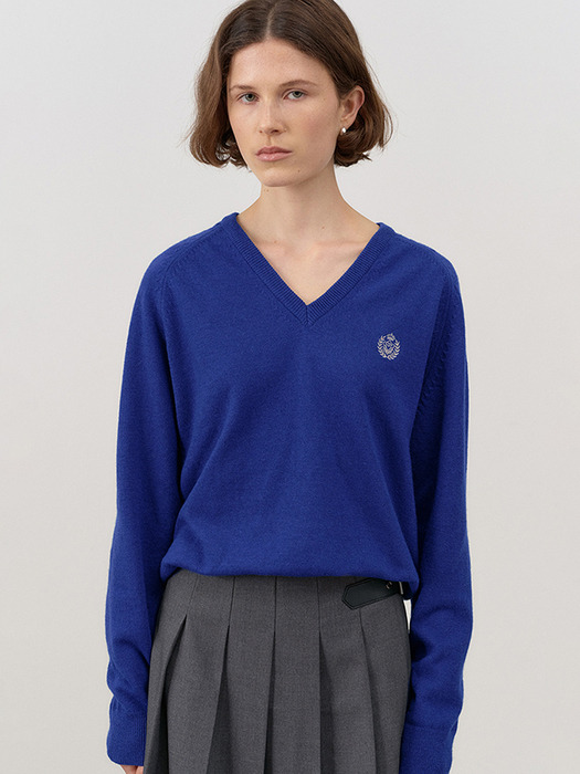 UNISEX CLASSIC V-NECK SWEATER BLUE_UDSW4C108B2