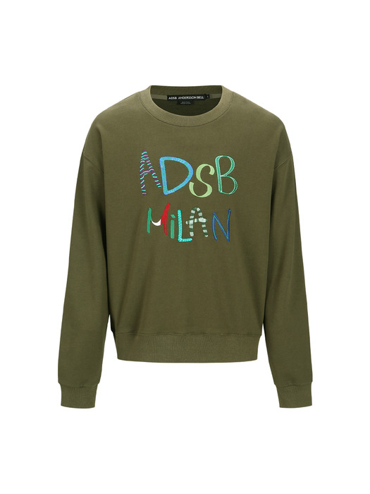 (ESSENTIAL) UNISEX ADSB MILAN EMBROIDERY SWEATSHIRTS atb1149u(KHAKI)