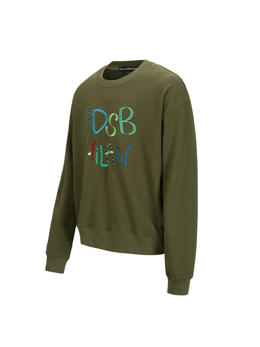 (ESSENTIAL) UNISEX ADSB MILAN EMBROIDERY SWEATSHIRTS atb1149u(KHAKI)